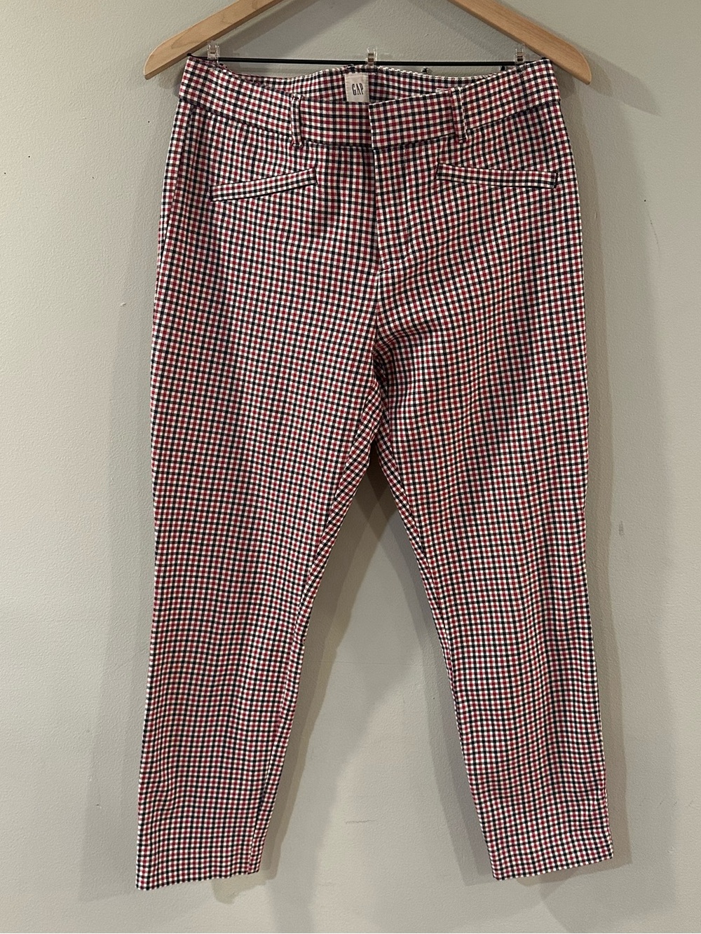 Gap Signature Skinny Ankle Red & Navy Gingham Stretch Trousers
